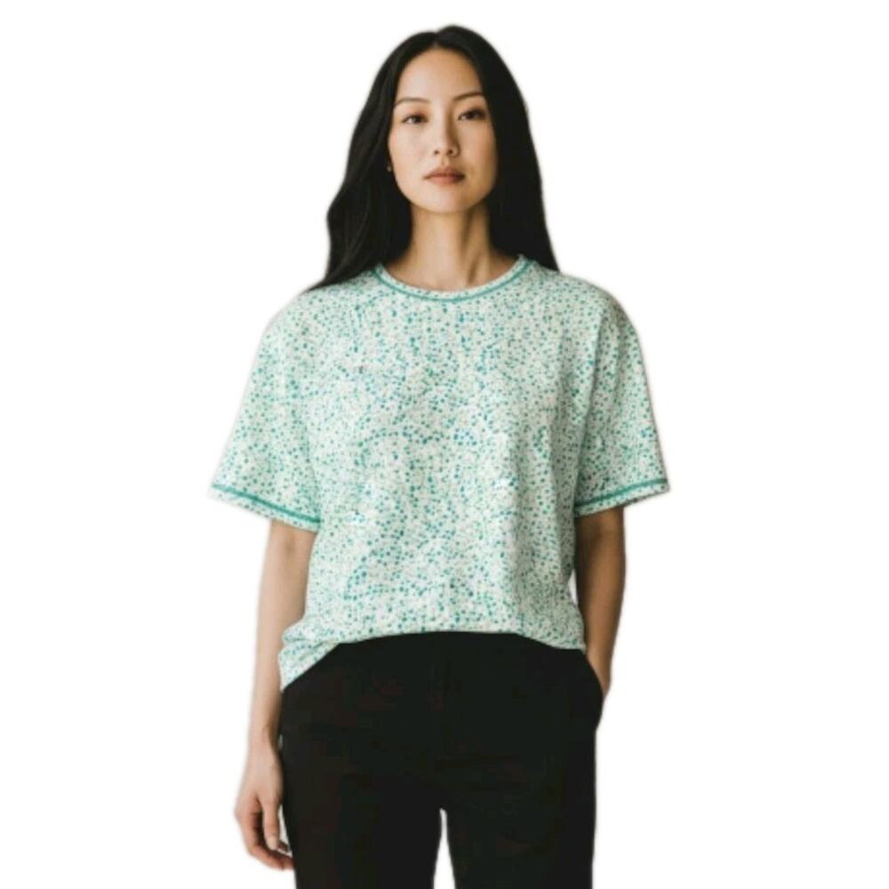 Chico’s Geometric Top Weekends Short sleeve Green Dots T-shirt Women's size XL